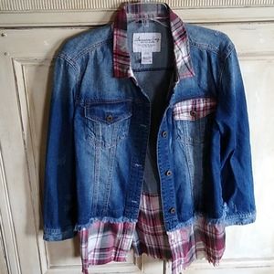 American rag blue jean jacket with plaid